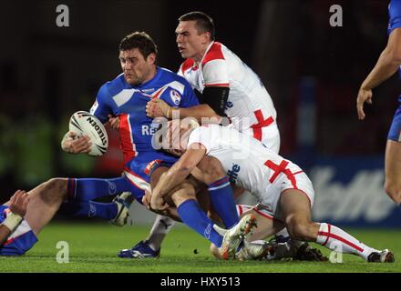 DAVID FERRIOL JAMES ROBY & KEV ENGLAND V Frankreich GILLETTE FOU KEEPMOAT Stadion DONCASTER ENGLAND 23. Oktober 2009 Stockfoto