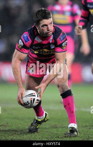 DANNY BUDERUS LEEDS RHINOS RLFC LEEDS RHINOS RLFC KC STADIUM HULL ENGLAND 18. Februar 2011 Stockfoto