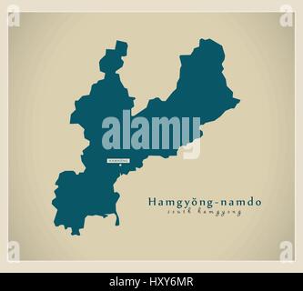 Moderne Karte - Süd Hamgyong / Hamgyong-Namdo KP Stock Vektor