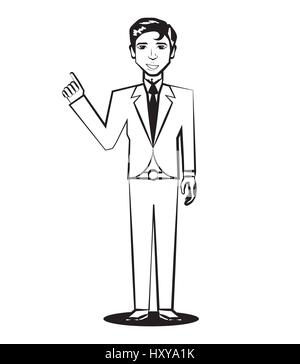 Business Man Comic-Umriss Vektor Illustration Eps 10 Stock Vektor