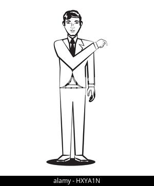 Business Man Comic-Umriss Vektor Illustration Eps 10 Stock Vektor