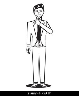 Business Man Comic-Umriss Vektor Illustration Eps 10 Stock Vektor