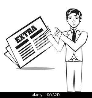 Business Man Comic-Umriss Vektor Illustration Eps 10 Stock Vektor