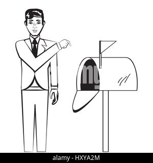 Business Man Comic-Umriss Vektor Illustration Eps 10 Stock Vektor