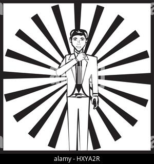 Business Man Comic-Umriss Vektor Illustration Eps 10 Stock Vektor