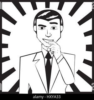 Business Man Comic-Umriss Vektor Illustration Eps 10 Stock Vektor