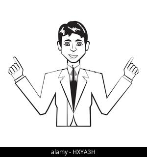 Business Man Comic-Umriss Vektor Illustration Eps 10 Stock Vektor