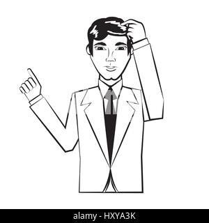Business Man Comic-Umriss Vektor Illustration Eps 10 Stock Vektor