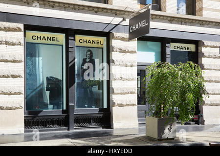 Chanel-Shop in 139 Spring Street, Soho an einem sonnigen Tag am 7. September 2016 in New York. Chanel ist ein Modehaus gegründet 1909 Stockfoto