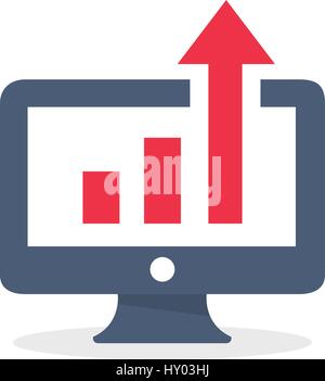 Wachstum Pfeil oben im Monitor, flache Vektor-illustration Stock Vektor