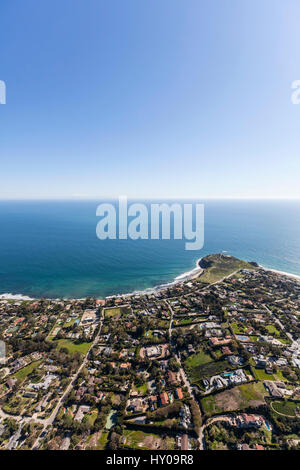 Luftaufnahme der Küste Ansicht Besitzungen in Malibu, Kalifornien. Stockfoto