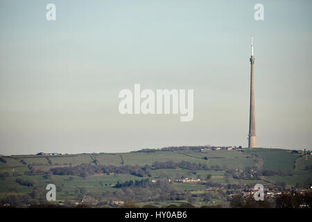 Emley Moor Sendestation von Castle Hill Huddersfield metropolitan Borough Kirklees, West Yorkshire, England. VEREINIGTES KÖNIGREICH. Stockfoto