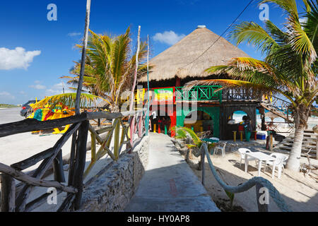 Cozumel Beach-Bar, Freiheit im Paradies Reggae Beach Bar und Grill Stockfoto