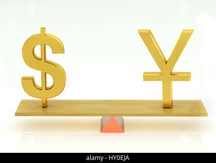 Lastausgleich, us-Dollar und Japanischen Yuan Stockfoto
