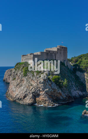 Die Festung Lovrijenac, oder St Lawrence Festung bewacht die mittelalterliche Stadtmauer Dubrovnik an der dalmatinischen Küste in Kroatien. Stockfoto