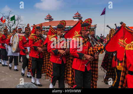 Musikband spielt auf Ridge, Shimla, Himachal Pradesh, Indien, Asien Stockfoto