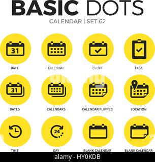 Flache Symbole Kalender Vektor-Satz Stock Vektor