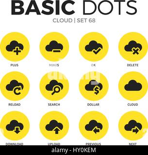 Cloud-flache Symbole-Vektor-set Stock Vektor