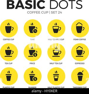 Kaffeetasse flache Symbole Vektor-Satz Stock Vektor