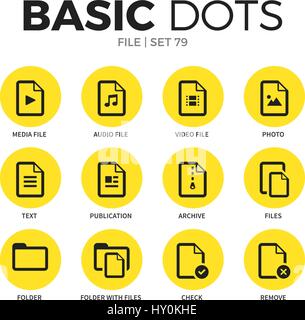Flache Symbole Vektor Dateisatz Stock Vektor