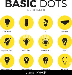 Leichte flache Symbole Vektor-Satz Stock Vektor