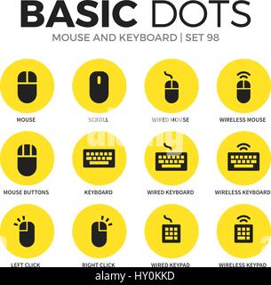 Maus und Tastatur flach Symbole Vektor-Satz Stock Vektor