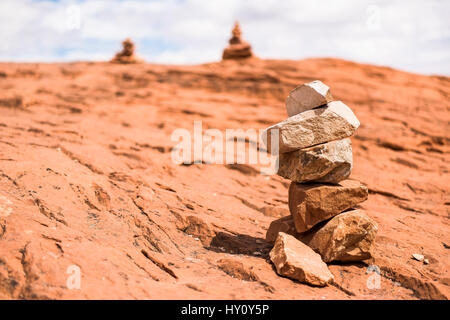 Stapel der Felsen am roten Canyon in Wüste Nahaufnahme Stockfoto