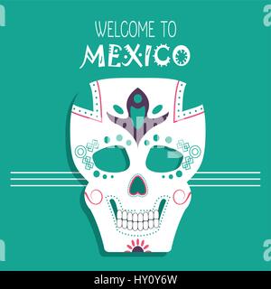 Herzlich Willkommen Sie in Mexiko Totenkopf Dekoration Stock Vektor