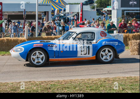 Laverstoke, Hampshire, UK - 25. August 2016: Classic Rallye-Spec Ginetta G20GTR das O'Shea-Team Beschleunigung nach unten den Kurs auf der CarFest-Motor angetrieben Stockfoto