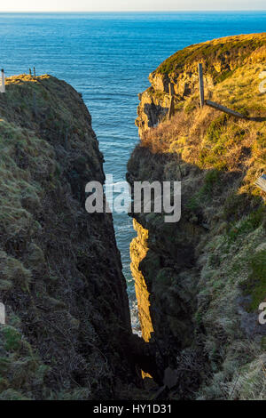 Ein Geo vom Küstenweg auf der Westseite des Dunnet Head, Caithness, Schottland, UK Stockfoto