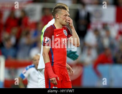 JAMIE VARDY ENGLAND STADE GEOFFROY-GUICHARD Saint-Etienne Frankreich 20. Juni 2016 Stockfoto