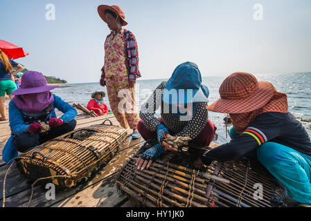 Krabben Sie-Markt, Kep, Kambodscha, Asien Stockfoto