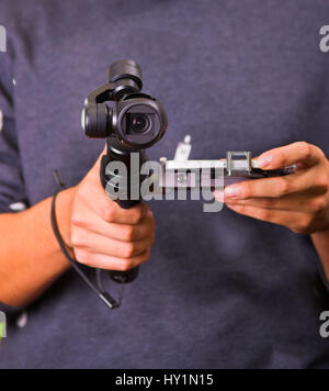 Hand-held Kamera Stabilisator für Handy Stockfoto