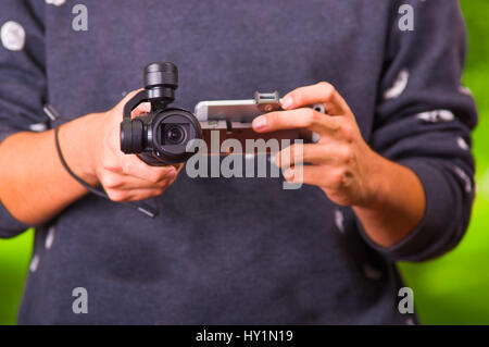 Hand-held Kamera Stabilisator für Handy Stockfoto