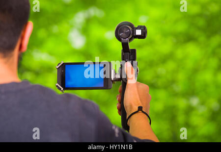 Hand-held Kamera Stabilisator für Handy Stockfoto