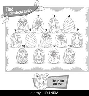 visuelle Spiel, Malbuch für Kinder. 2 identische Eier Stock Vektor