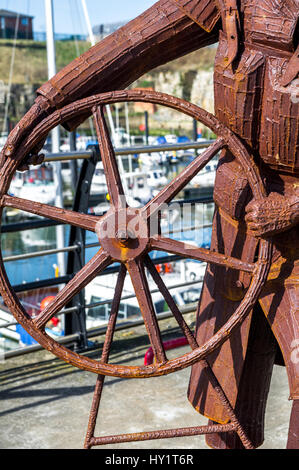 Der Steuermann in Seaham harbour Stockfoto