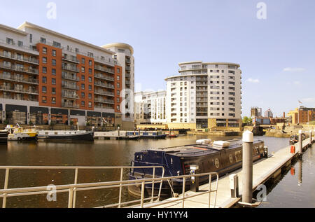 Clarence Dock in Leeds ist ein Einkaufs- und Freizeitzentrum Ziel im Zentrum von Leeds, West Yorkshire, England. Es beherbergt auch eine große Wohnbevölkerung ich Stockfoto