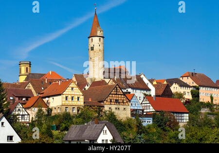 Blick Auf die Altstadt von Kirchberg A.d. Jagst, Einer Mittelalterlichen Stadt Im Neckartal, Baden-Würtemberg, Deutschland.   Blick über die medieva Stockfoto