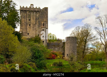 Dieses Foto zeigt die bekannten Blarney Castle, Heimat des legendären Stein von Blarney. Das Bild wurde an einem sonnigen Frühlingstagen Nachmittag aufgenommen. Stockfoto