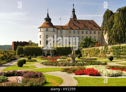 Das Renaissanceschloss Langenburg in Baden-Würtemberg in Deutschland.   Blick auf Burg Schloss Langenburg in Baden GmbH, Süd-Deutschland. Stockfoto