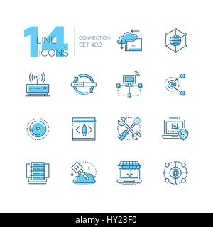 Verbindung - farbige moderne Zeile Icons Set. Stock Vektor