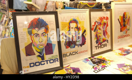 Adelaide, Australien. 1. April 2017. Comic-Fans kleiden sich in ihre Lieblings-Comic-Superheld Kostüme auf der OZ-Comic-Con-Convention in Adelaide Credit: Amer Ghazzal/Alamy Live-Nachrichten Stockfoto