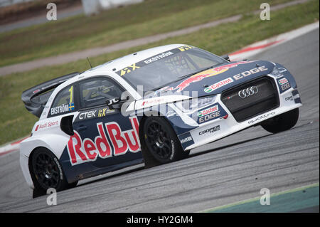 Barcelona, Spanien. 1. April 2017. Der Audi S1 Wagen von Mattias Ekström in Aktion während der Runde 1 - Rallycross von Barcelona auf dem Circuit Catalunya. Bildnachweis: Pablo Guillen/Alamy Live-Nachrichten Stockfoto