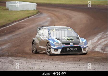 Barcelona, Spanien. 1. April 2017. Der Volkswagen Polo GTI Wagen von Johan Kristoffersson, in Aktion während der Runde 1 - Rallycross von Barcelona auf dem Circuit Catalunya. Bildnachweis: Pablo Guillen/Alamy Live-Nachrichten Stockfoto