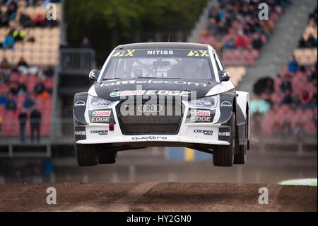 Barcelona, Spanien. 1. April 2017. Der Audi S1 Wagen von Reinis Nitiss in Aktion während der Runde 1 - Rallycross von Barcelona auf dem Circuit Catalunya. Bildnachweis: Pablo Guillen/Alamy Live-Nachrichten Stockfoto