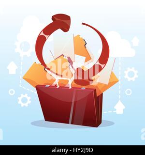 Offenen Aktentasche Papier Dokument Cloud Storage Datenbank Synchronisation Geschäftskonzept Stock Vektor