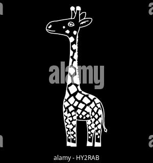 Giraffe im Cartoon-Stil ist isoliert auf weißem Hintergrund. einfach zu bedienen. Stock Vektor