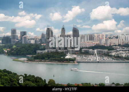 Luftaufnahme der Karibik bei Keppel Bay in Singapur. Es ist Luxus Wohn in Singapur Stadt Stockfoto