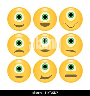Vector set glänzend Emoticons. Stock Vektor